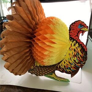 Festive Turkey Centerpiece Decoration 1969 Beistle Co Tissue Paper Turkey